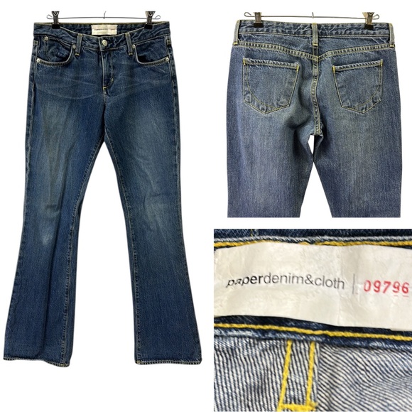 VTG Paper Denim and Cloth Cotton Mid Rise 5 Pocket Bootcut Flare Blue Jeans 29 - Picture 1 of 11